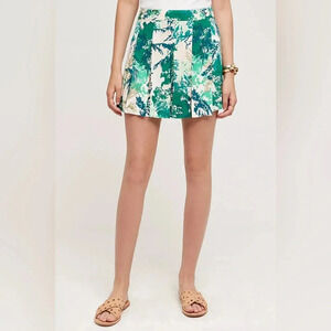ELEVENSES by ANTHROPOLOGIE NWOT Kadu Pleated Skort in Green Motif‎
